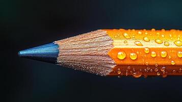 Close-up of a wet pencil point. photo