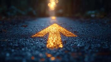 Glowing arrow path forward. photo