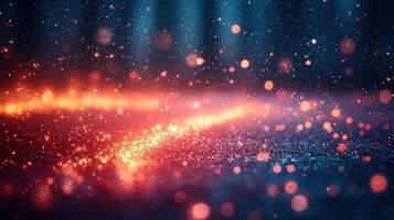 Glowing glitter texture with red and blue light effects. photo