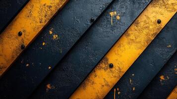 Abstract diagonal stripes, black and yellow grunge texture. photo