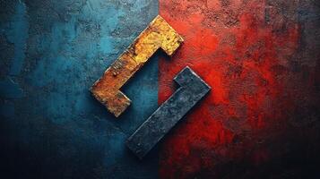 Abstract rusty metal symbol on grunge background. photo