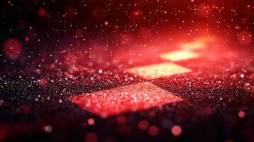 Red glitter texture with bokeh lights. photo