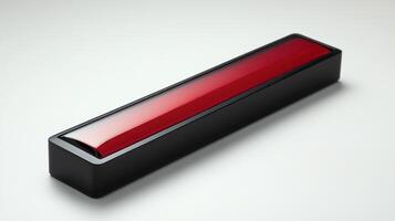 Red rectangular object in black case. photo