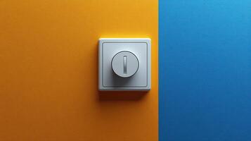 White dimmer switch on orange and blue background. photo
