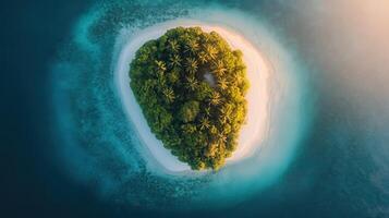 Island aerial view of tropical island in the ocean photo