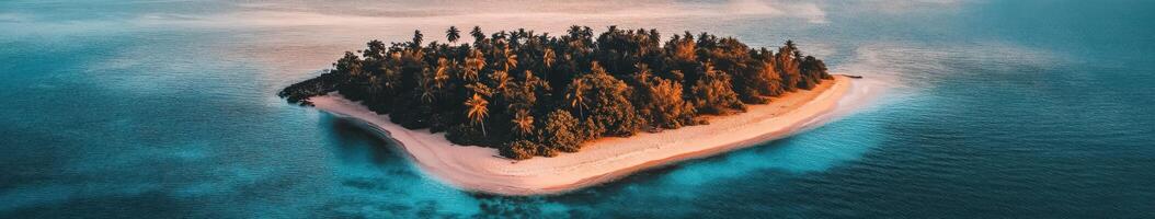 An island with trees on it in the middle of the ocean photo