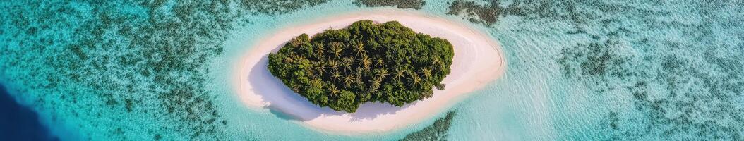 Aerial view of a small island in the middle of the ocean photo