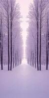 A purple and pink forest with trees photo