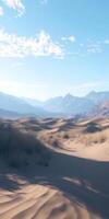 A desert scene with mountains and sand dunes photo
