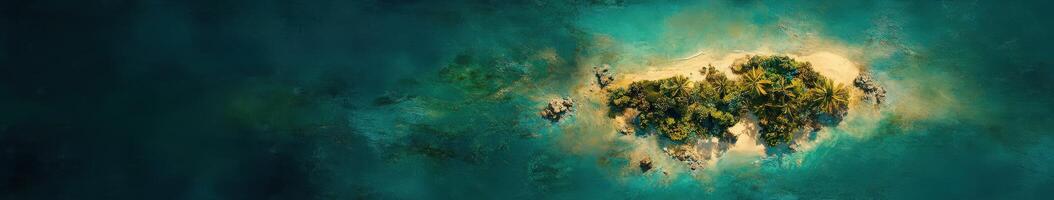 An abstract painting of a small island in the ocean photo
