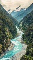 The beautiful river in the middle of a green valley photo