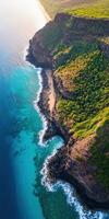 An aerial view of the coast of kauai, hawaii photo