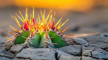 A cactus plant with spikes growing out of it photo