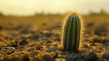 A cactus plant in the middle of a field photo