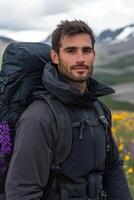 A man with a backpack photo