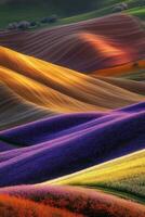 A beautiful field of flowers with a beautiful sunset photo