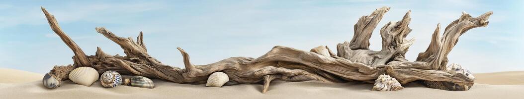 Driftwood in the sand photo