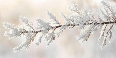 Frosty branches on a snowy background photo