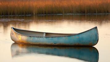A canoe is floating in the water photo