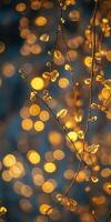 Golden light on a tree branch with water photo