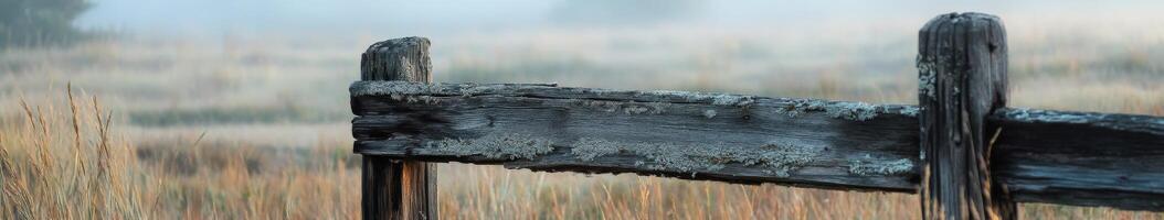A fence post in the middle of a field photo