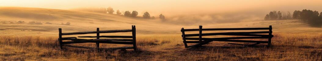 A pair of wooden gates in a field photo