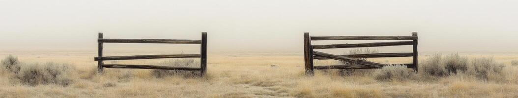 Two wooden doors in the middle of a field photo