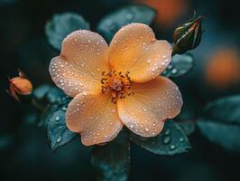 Orange rose with water droplets on it photo