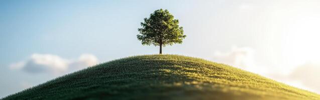 A lone tree on top of a hill photo