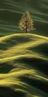 A lone tree on a green hill photo