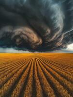 A large storm clouds over a field photo
