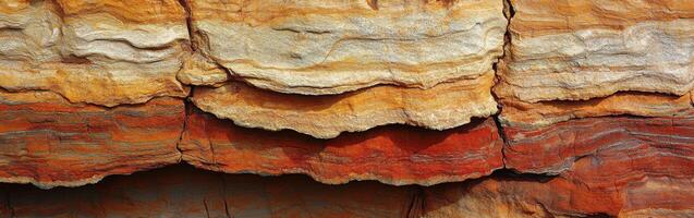 A close up of a rock wall with different colors photo