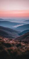 A view of the hills at sunset photo