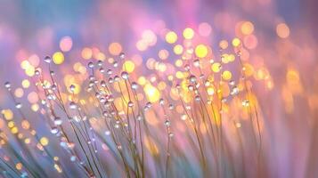 A close up of some grass with water droplets photo