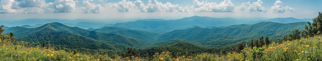 A view of the mountains from a hillside photo