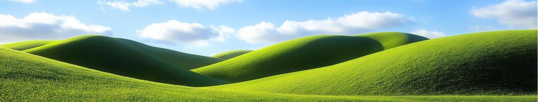 A green hill with grass and clouds photo