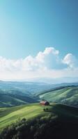 A beautiful landscape with a farm and a house photo