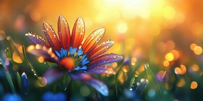 A flower is shown in the sun with bokeh photo