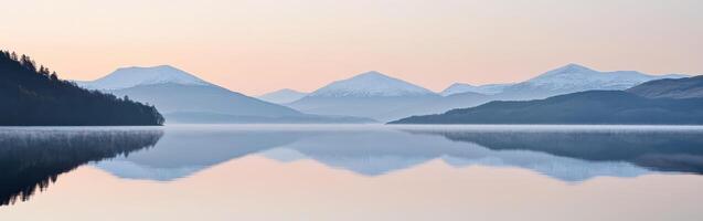Serene morning at a tranquil lake photo