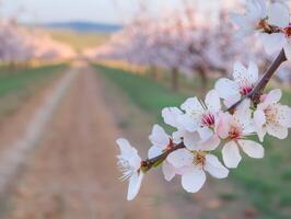 A close up of a flowering almond tree photo