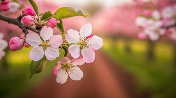 Cherry blossoms bloom on sunny day photo