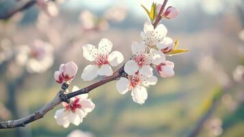 A close up of a tree with white flowers photo