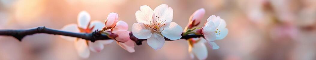 A branch of a tree with pink flowers photo