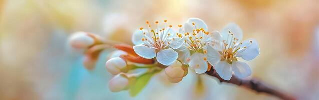 Blossoming white flowers in spring photo