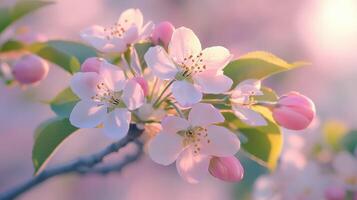 A close up of a tree with pink flowers photo