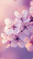 A close up of a pink cherry blossom photo
