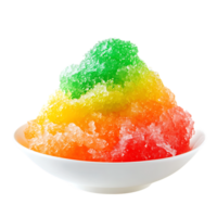 A bowl of colorful ice cream on a transparent background png