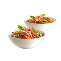 Two bowls of salad with vegetables on a transparent background png