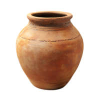 An old clay pot sitting on a transparent background png