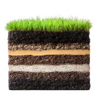 Soil layers and grass over transparent background png